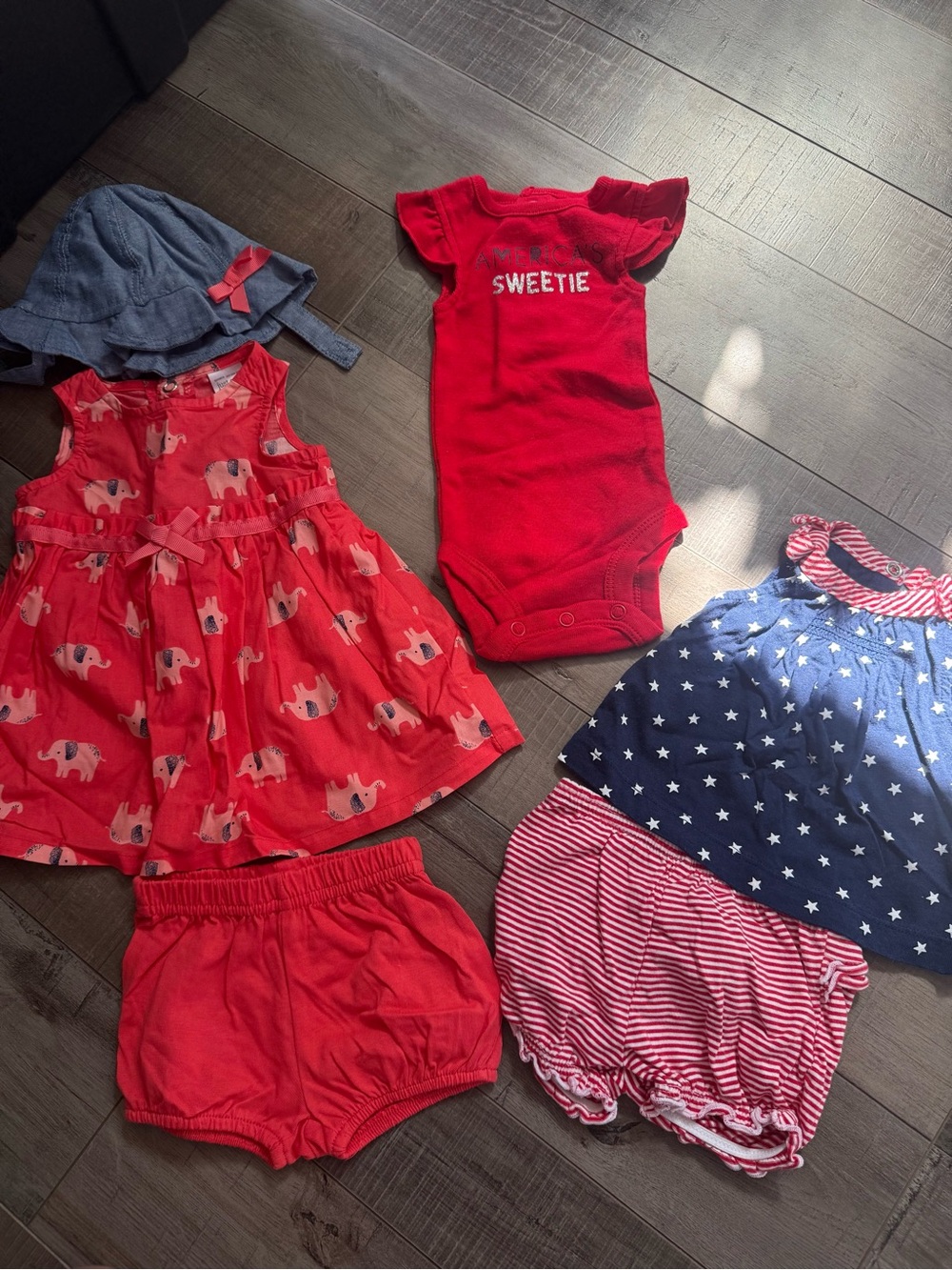 Carter's Red and Navy Girls Matching Summer Set